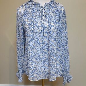 Aura Light Blue Floral Print Blouse
